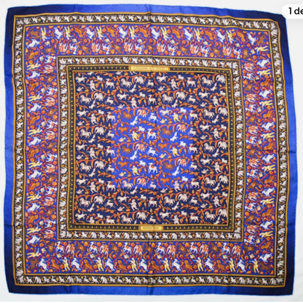 Blue and Orange Patterned Scarf